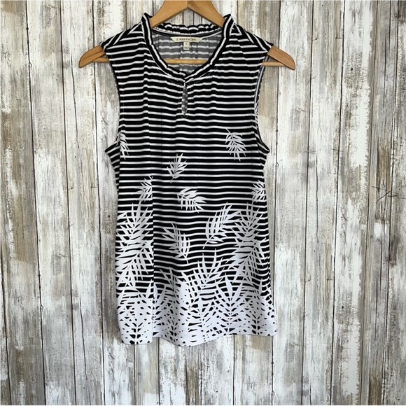 41 Hawthorn Tops - 41 Hawthorn Black & White Stripe Palm Sleeveless Blouse